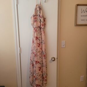 Lush Floral Maxi Dress Teared Layered  Flower Print Long size XS